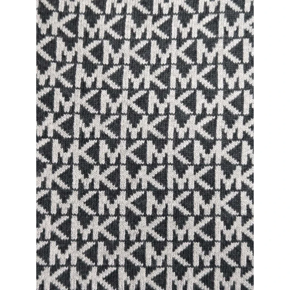 Michael‎ Kors Womens Scarf Knit MK Logo Monogram Gray Black